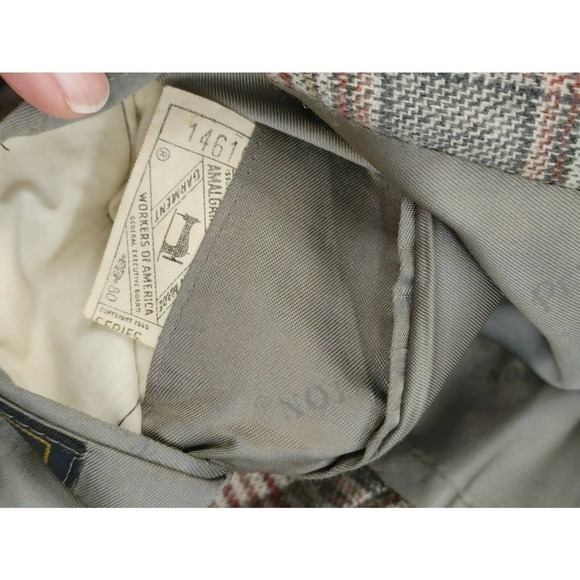 Vintage Pendleton Gray Plaid Wool Blazer Sport Coat Jacket 45 Lightweight - Picture 8 of 11